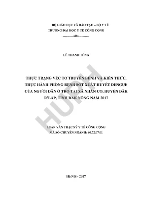 Thực trạng và Kiến thức về Phòng ngừa Sốt Xuất Huyết