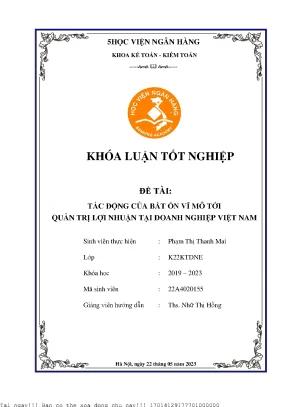 Tác Động Của Bất Ổn Vĩ Mô Đến Quản Trị Lợi Nhuận Tại