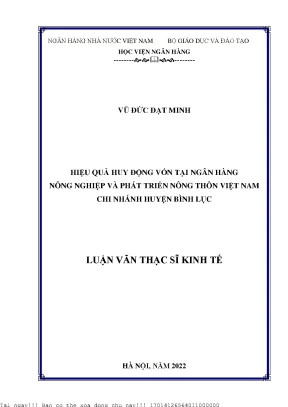 Nâng Cao Hiệu Quả Huy Động Vốn Tại Agribank Chi Nhánh