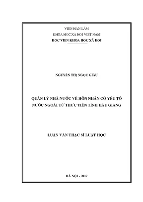 Quản Lý Nhà Nước Về Hôn Nhân Có Yếu Tố Nước Ngoài Tại