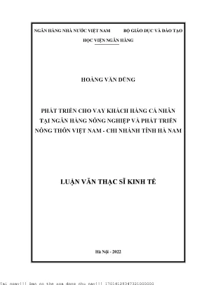 Phát Triển Cho Vay Khách Hàng Cá Nhân Tại Ngân Hàng Nông