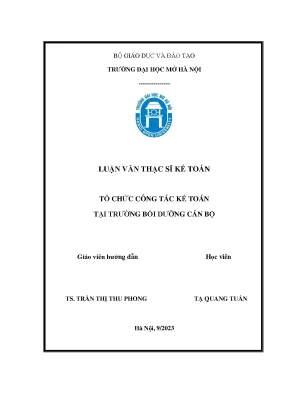 Tổ Chức Công Tác Kế Toán Tại Trường Bồi Dưỡng Cán Bộ: