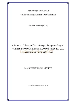 Các Yếu Tố Ảnh Hưởng Đến Quyết Định Sử Dụng Thẻ Tín Dụng