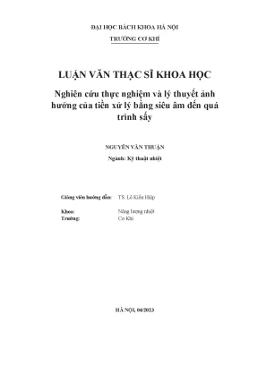 Nghiên cứu ảnh hưởng của tiền xử lý siêu âm đến quá