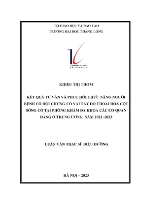 Tư Vấn và Phục Hồi Chức Năng Người Bệnh Hội Chứng Cổ Vai
