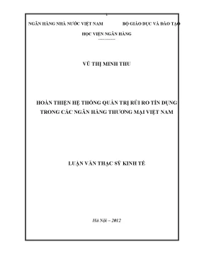 Hoàn thiện hệ thống quản trị rủi ro tín dụng trong ngân