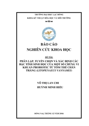 Nghiên Cứu Đặc Tính Sinh Học Của Vi Khuẩn Probiotic Từ