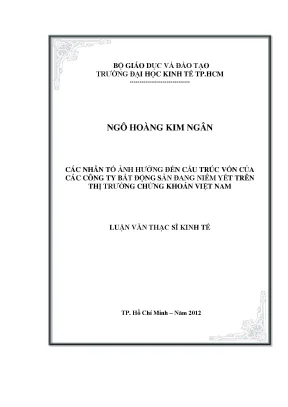 Những Nhân Tố Ảnh Hưởng Đến Cấu Trúc Vốn Của Các Công Ty