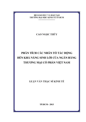 Phân Tích Các Nhân Tố Tác Động Đến Khả Năng Sinh Lời Của