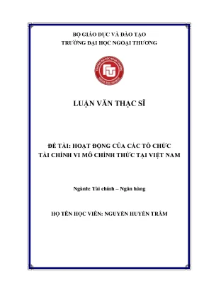 Hoạt động của các tổ chức tài chính vi mô tại Việt Nam: