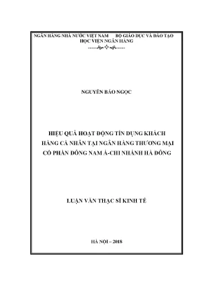 Hiệu Quả Tín Dụng Khách Hàng Cá Nhân Tại Ngân Hàng TMCP