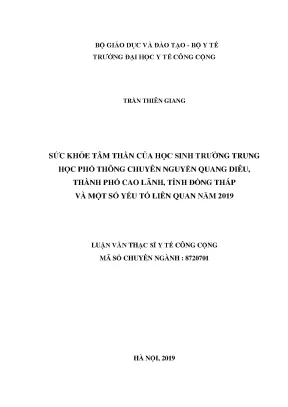 Nghiên Cứu Sức Khỏe Tâm Thần Học Sinh Trường Trung Học