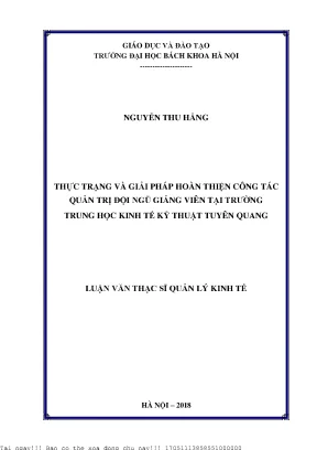 Giải Pháp Hoàn Thiện Quản Trị Đội Ngũ Giảng Viên Tại