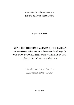Kiến Thức và Thực Hành Phòng Nhiễm Virus Viêm Gan B Ở Bà