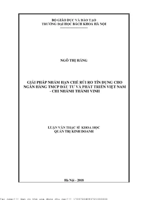 Giải Pháp Hạn Chế Rủi Ro Tín Dụng Tại Ngân Hàng TMCP Đầu