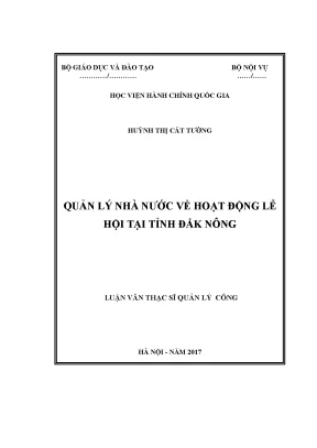Quản Lý Nhà Nước Về Hoạt Động Lễ Hội Tại Tỉnh Đắk Nông
