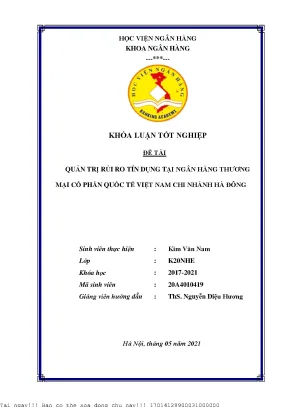 Quản Trị Rủi Ro Tín Dụng Tại Ngân Hàng Thương Mại Cổ
