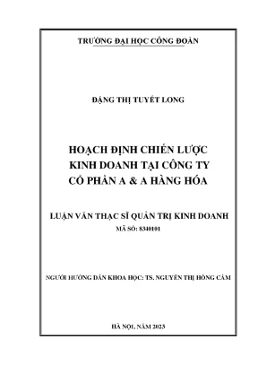 Hoạch Định Chiến Lược Kinh Doanh Tại Công Ty Cổ Phần A &
