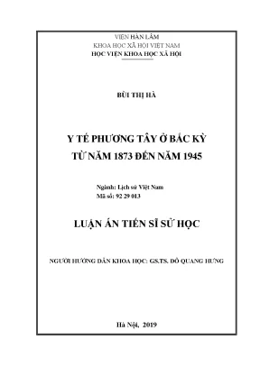 Nghiên cứu y tế phương Tây ở Bắc Kỳ (1873-1945): Di sản