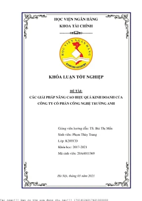 Giải Pháp Nâng Cao Hiệu Quả Kinh Doanh Tại Công Ty Cổ