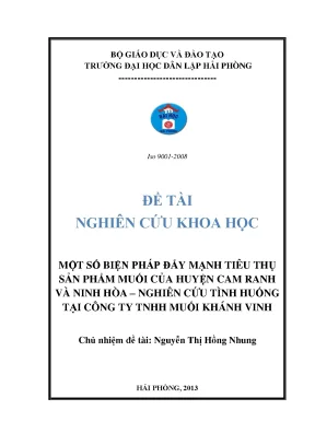 Giải Pháp Tăng Cường Tiêu Thụ Sản Phẩm Muối Tại Công Ty