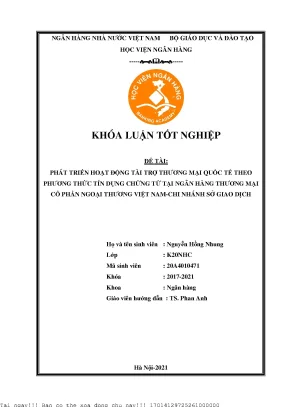 Phát Triển Hoạt Động Tài Trợ Thương Mại Quốc Tế Tại Ngân