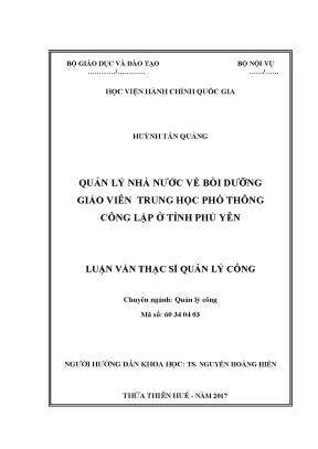 Quản Lý Nhà Nước Về Bồi Dưỡng Giáo Viên Trung Học Phổ