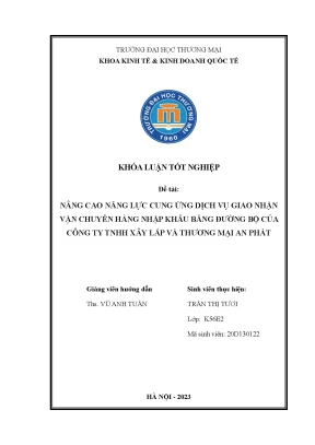 Nâng Cao Năng Lực Cung Ứng Dịch Vụ Giao Nhận Vận Chuyển