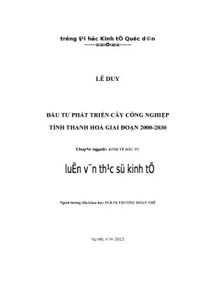 Đầu Tư Phát Triển Cây Công Nghiệp Tỉnh Thanh Hóa Giai