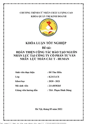 Hoàn thiện công tác đào tạo nguồn nhân lực tại Công ty