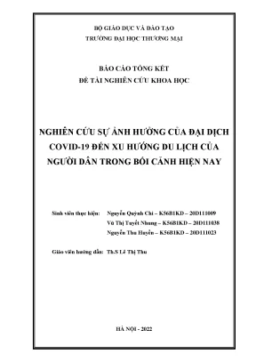 Tác Động Của Đại Dịch COVID-19 Đến Xu Hướng Du Lịch Của 