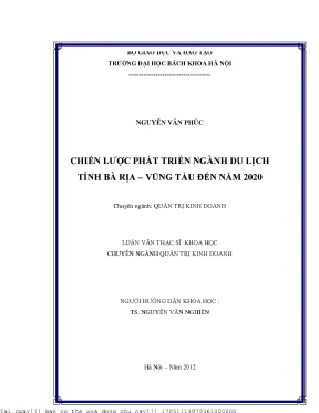 Chiến lược phát triển du lịch Bà Rịa - Vũng Tàu đến năm 2020