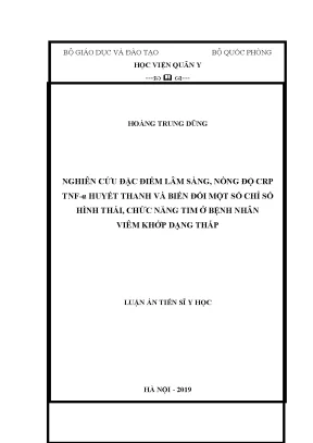 Nghiên Cứu Đặc Điểm Lâm Sàng và Nồng Độ CRP, TNF-α Ở