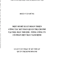 Đề Xuất Hoàn Thiện Kế Toán Quản Trị Chi Phí Tại Nhà Máy