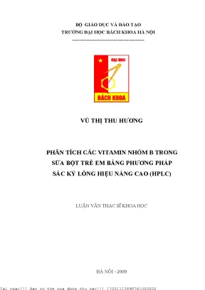 Phân Tích Vitamin Nhóm B Trong Sữa Bột Trẻ Em Bằng