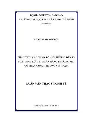 Phân Tích Các Nhân Tố Ảnh Hưởng Đến Tỷ Suất Sinh Lời Tại