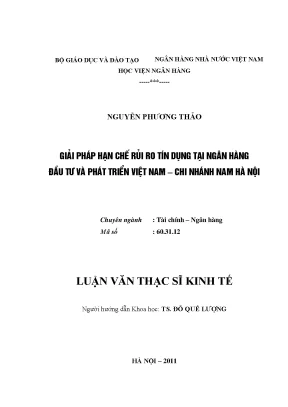 Giải Pháp Hạn Chế Rủi Ro Tín Dụng Tại Ngân Hàng Đầu Tư