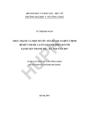 Thực trạng và yếu tố ảnh hưởng đến ý định bỏ thuốc lá ở