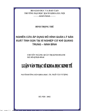Nghiên Cứu Áp Dụng Mô Hình Sản Xuất Tinh Gọn Tại Xí