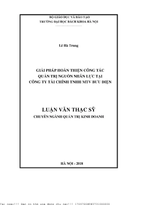 Giải pháp hoàn thiện ông tác quản trị nguồn nhân lực tại công ty tài chính tnhh mtv bưu điện