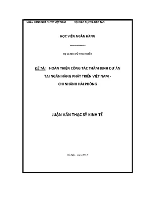Hoàn thiện công tác thẩm định dự án tại Ngân hàng Phát