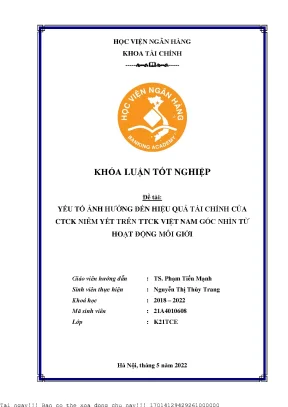 Yếu Tố Ảnh Hưởng Đến Hiệu Quả Tài Chính Của Công Ty