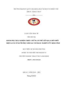 Khám Phá Triệu Chứng Cơ Thể Liên Quan Đến Lo Âu Ở Người