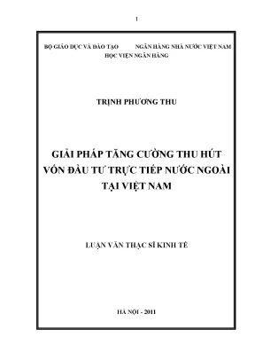 Giải Pháp Tăng Cường Thu Hút Vốn Đầu Tư Trực Tiếp Nước
