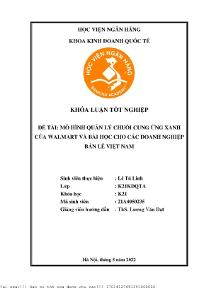 Mô Hình Quản Lý Chuỗi Cung Ứng Xanh Của Walmart: Bài Học
