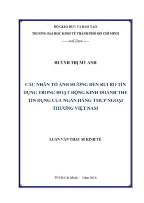 Những Nhân Tố Ảnh Hưởng Đến Rủi Ro Tín Dụng Trong Kinh