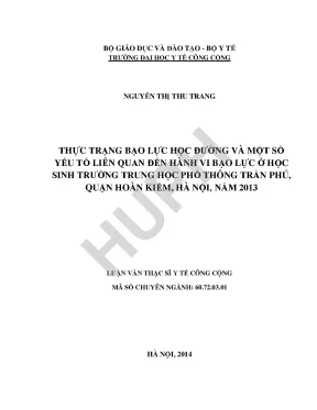 Thực Trạng Bạo Lực Học Đường Tại Trường Trung Học Phổ