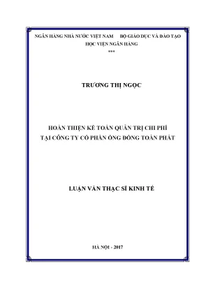 Hoàn thiện kế toán quản trị chi phí tại Công ty Cổ phần