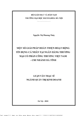 Giải Pháp Hoàn Thiện Hoạt Động Tín Dụng Cá Nhân Tại Ngân