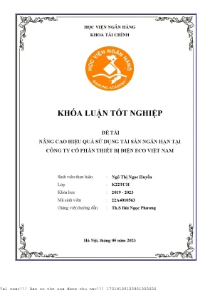 Nâng Cao Hiệu Quả Sử Dụng Tài Sản Ngắn Hạn Tại CTCP